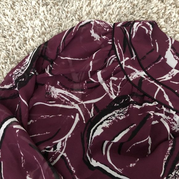 ana long sleeve semi sheer line blouse top size xl  Circle Design Pattern - Picture 5 of 10